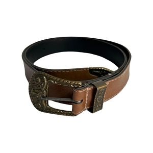 Women’s Light/Medium Brown Vintage Belt with Copper Accents - XS/Small